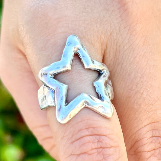 Open Star Silver Ring