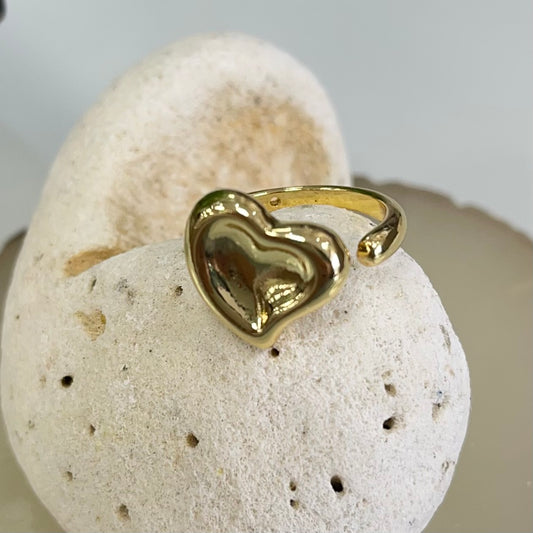 Asymmetric Heart Gold Ring