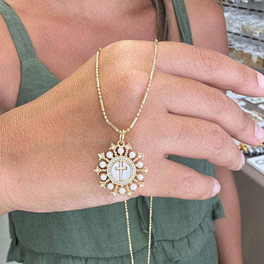 Cross With Pearls Necklace