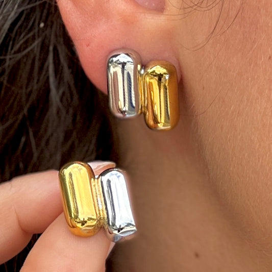 Barrel Two Tone Earrings