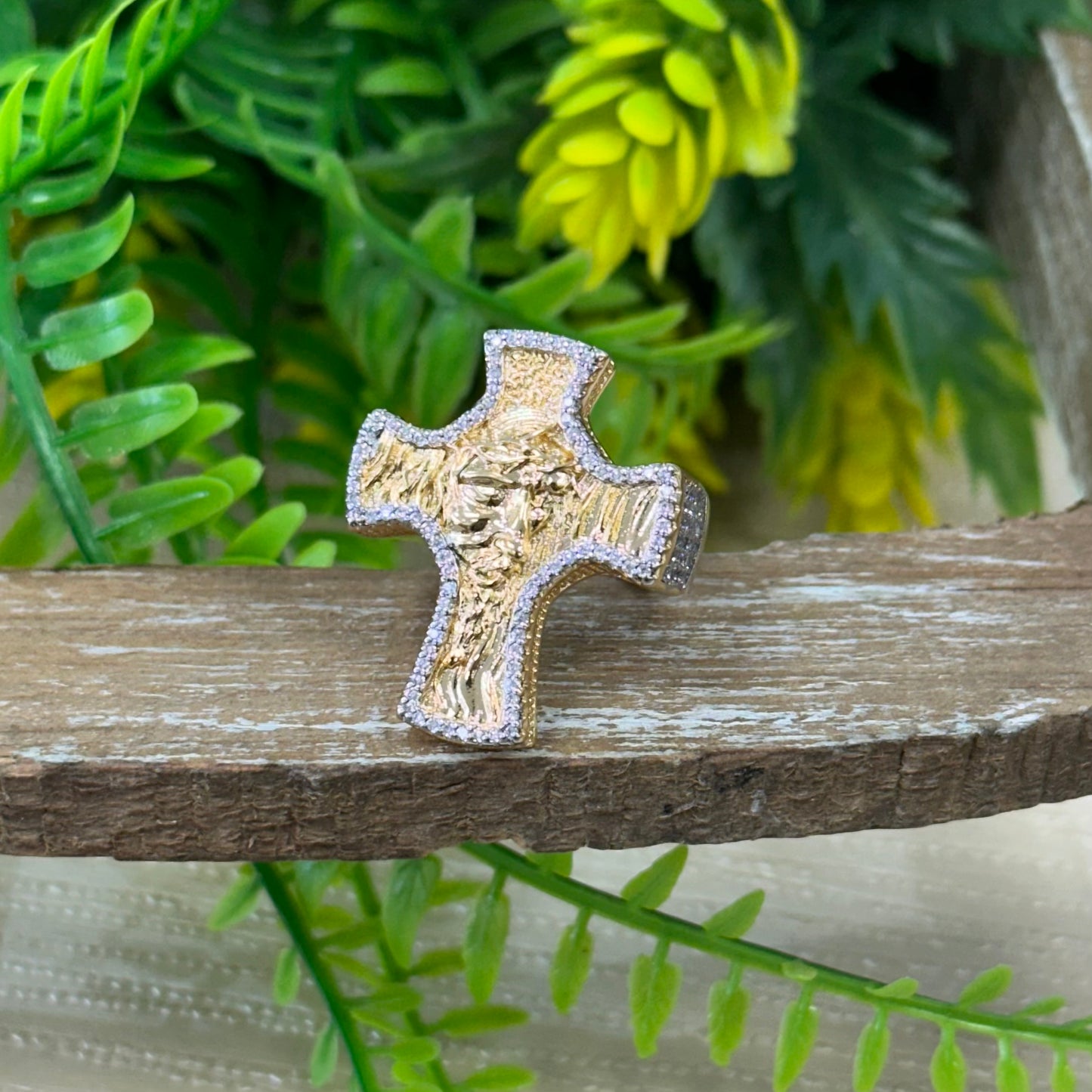 Two Tone Cross Ring