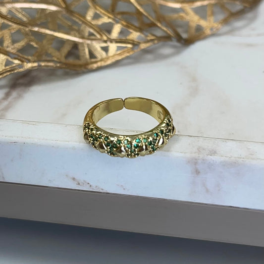 Green Stones Gold Ring