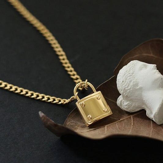 Bold Lock Gold Necklace