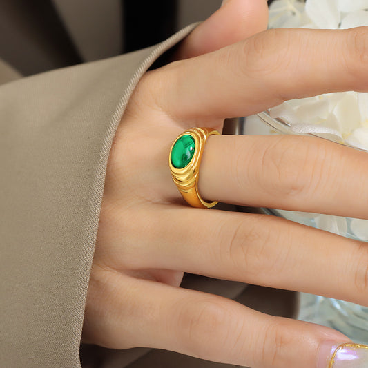 Dainty Green Gold Ring