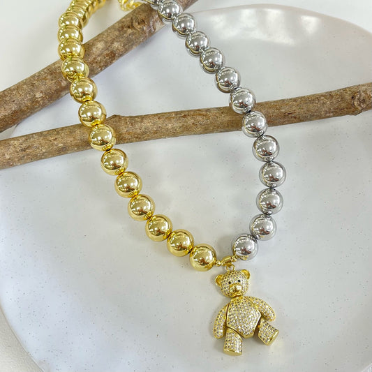 Two Tone Teddy Necklace