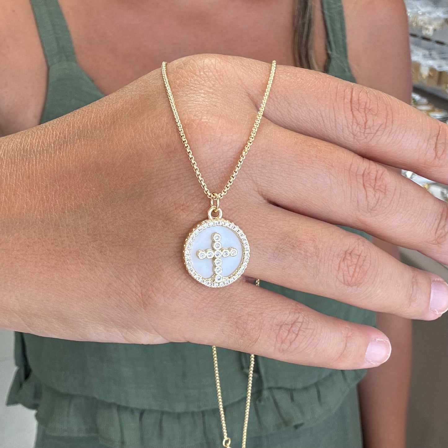 Cross With Clear Stones Necklace