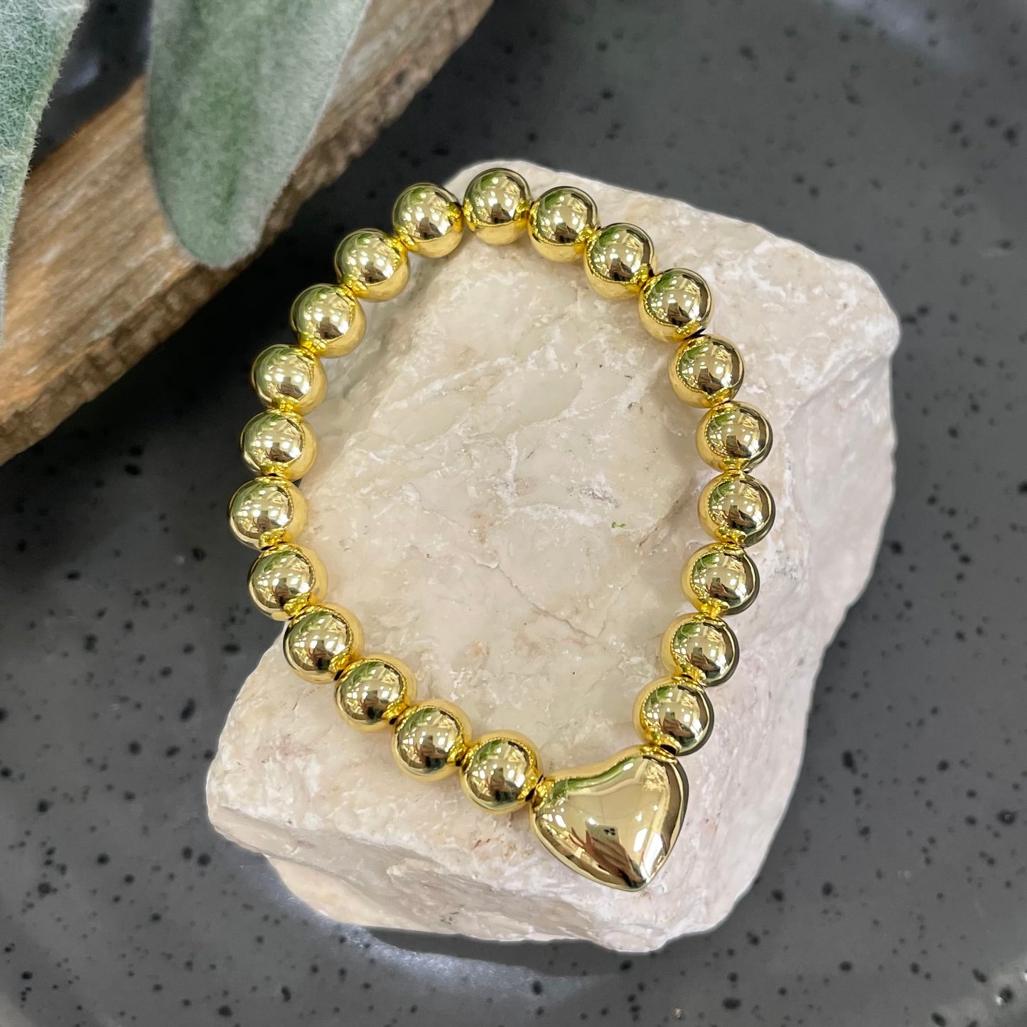 Gold Globe Heart Bracelet