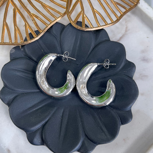 Half Moon Silver Earrings