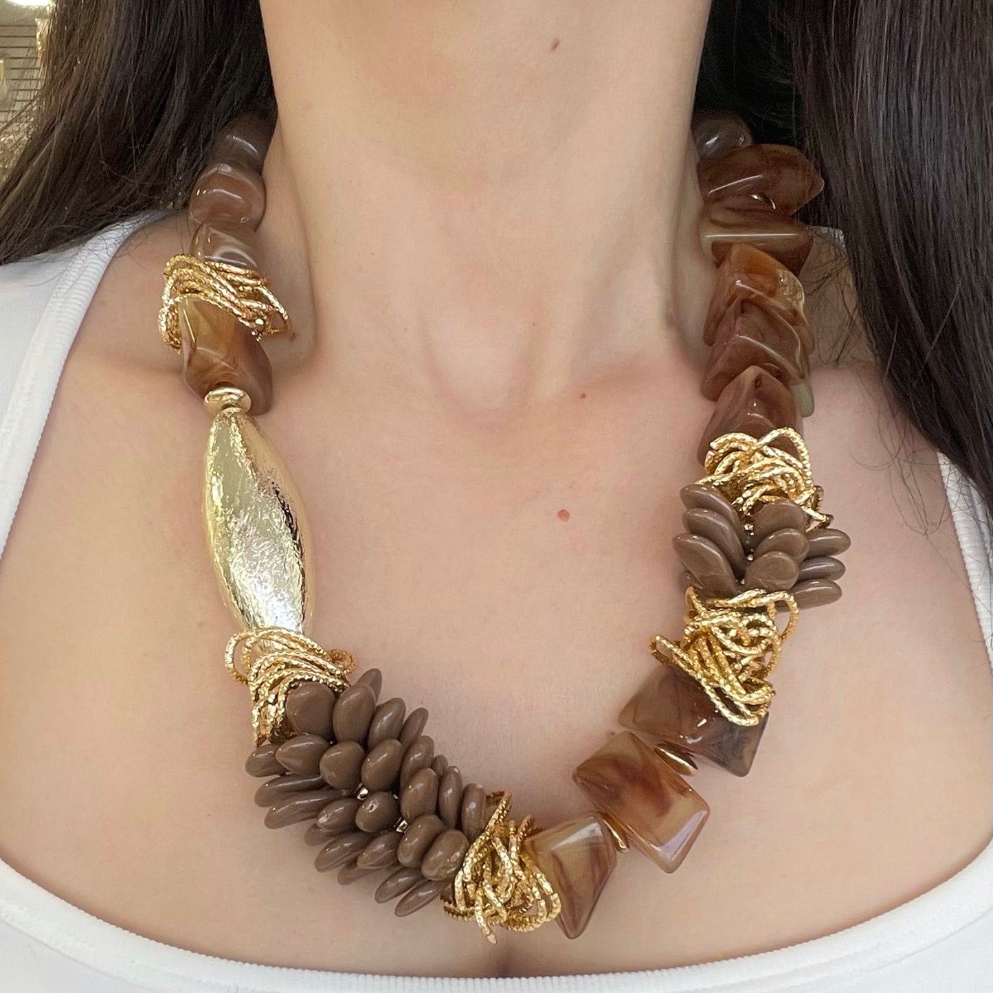 Casual Brown Gold Necklace