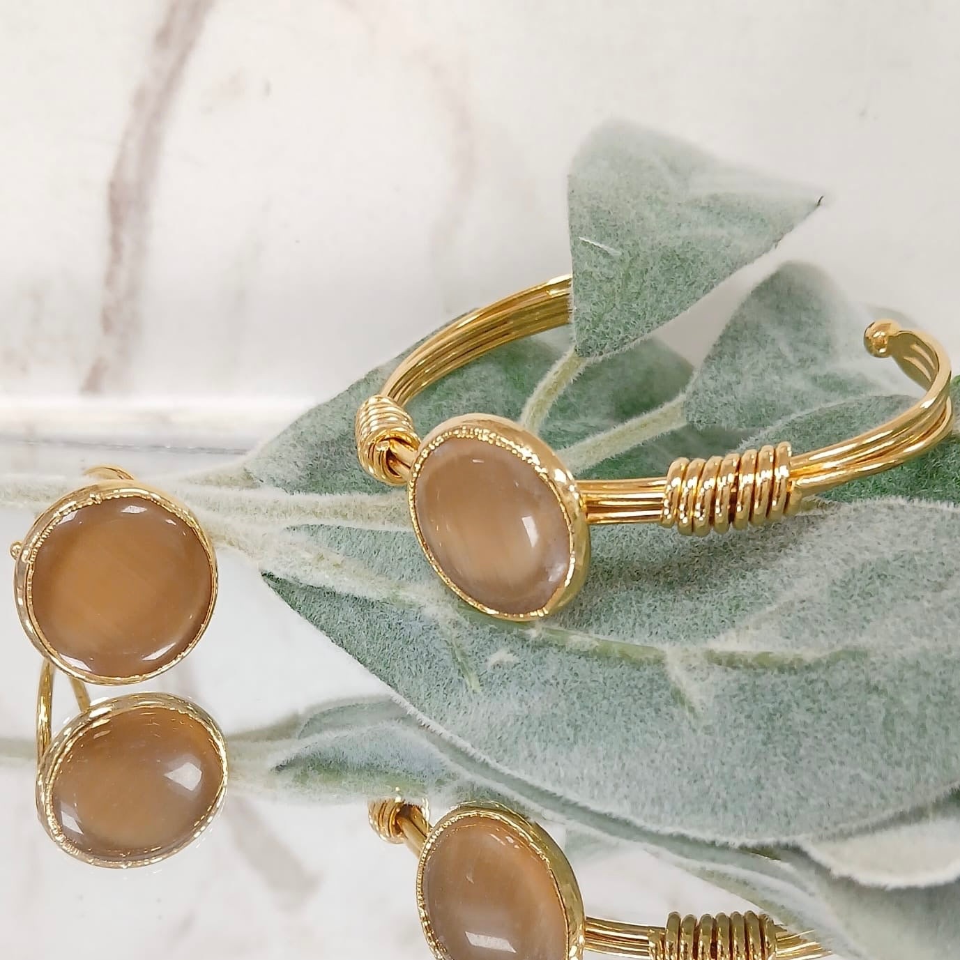 Dark Cream Cat Eye 2pcs set