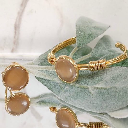 Dark Cream Cat Eye 2pcs set