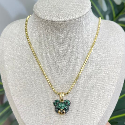 Quartz Green Teddy Gold Necklace