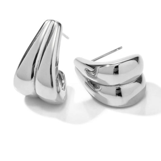 Double Drop Silver Earrings