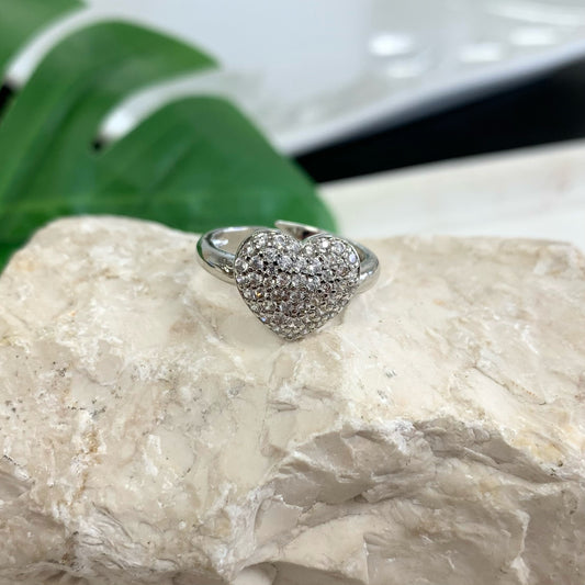 Quartz Heart Silver Ring