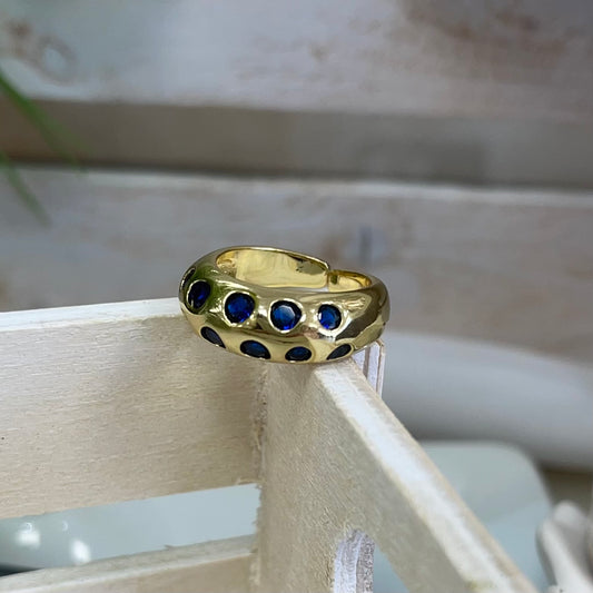 Gold Ring With Circles Blue Quartz