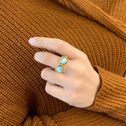 Flower Blue Ring Stone