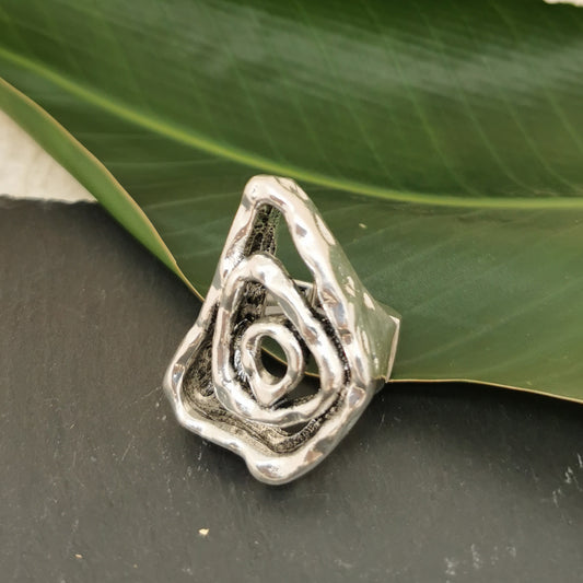Line Cone Silver Ring