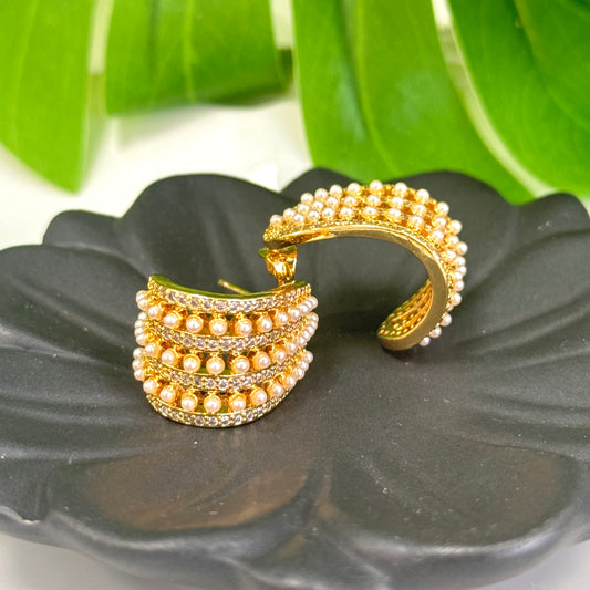 Mid Drop Pearl Gold Earring