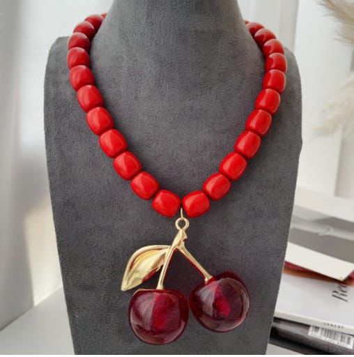 Cherry With Red Beads Necklace