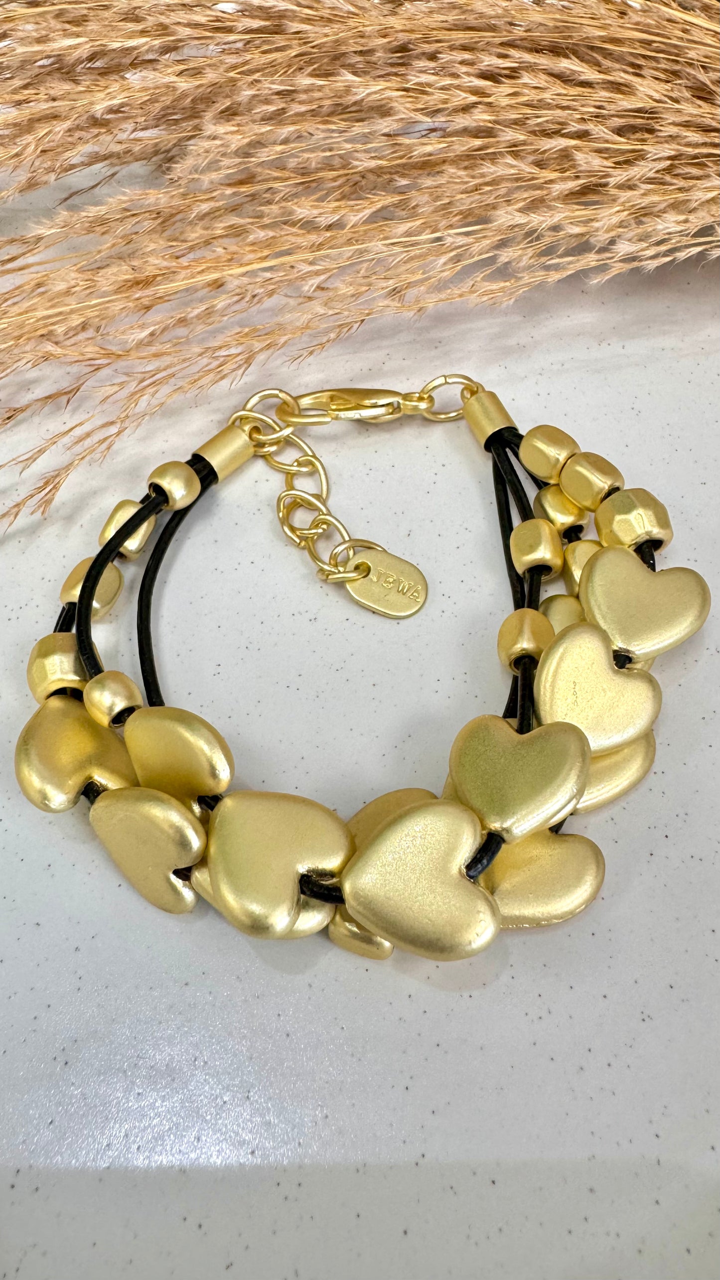 Mid Bold Heart Cord Gold Bracelet