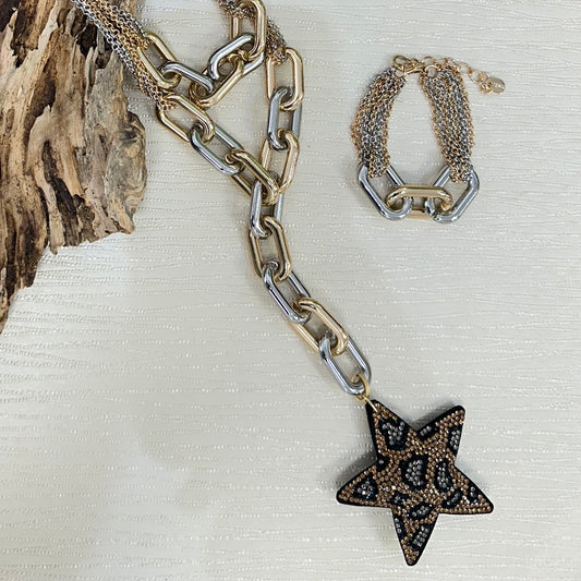 Two Tone With Bronze Star 2 pcs Set