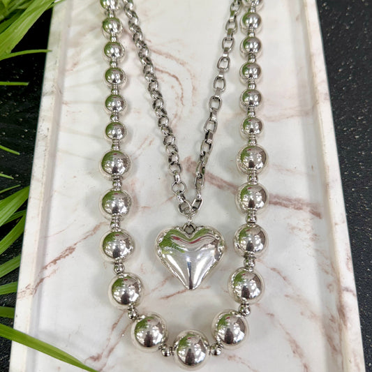 Mix Match Heart Silver Necklace