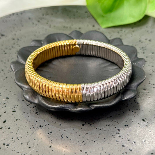 Two Tone 12 mm Spring Bracelet