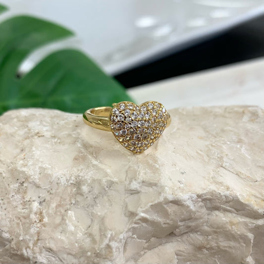 Quartz Heart Gold Ring
