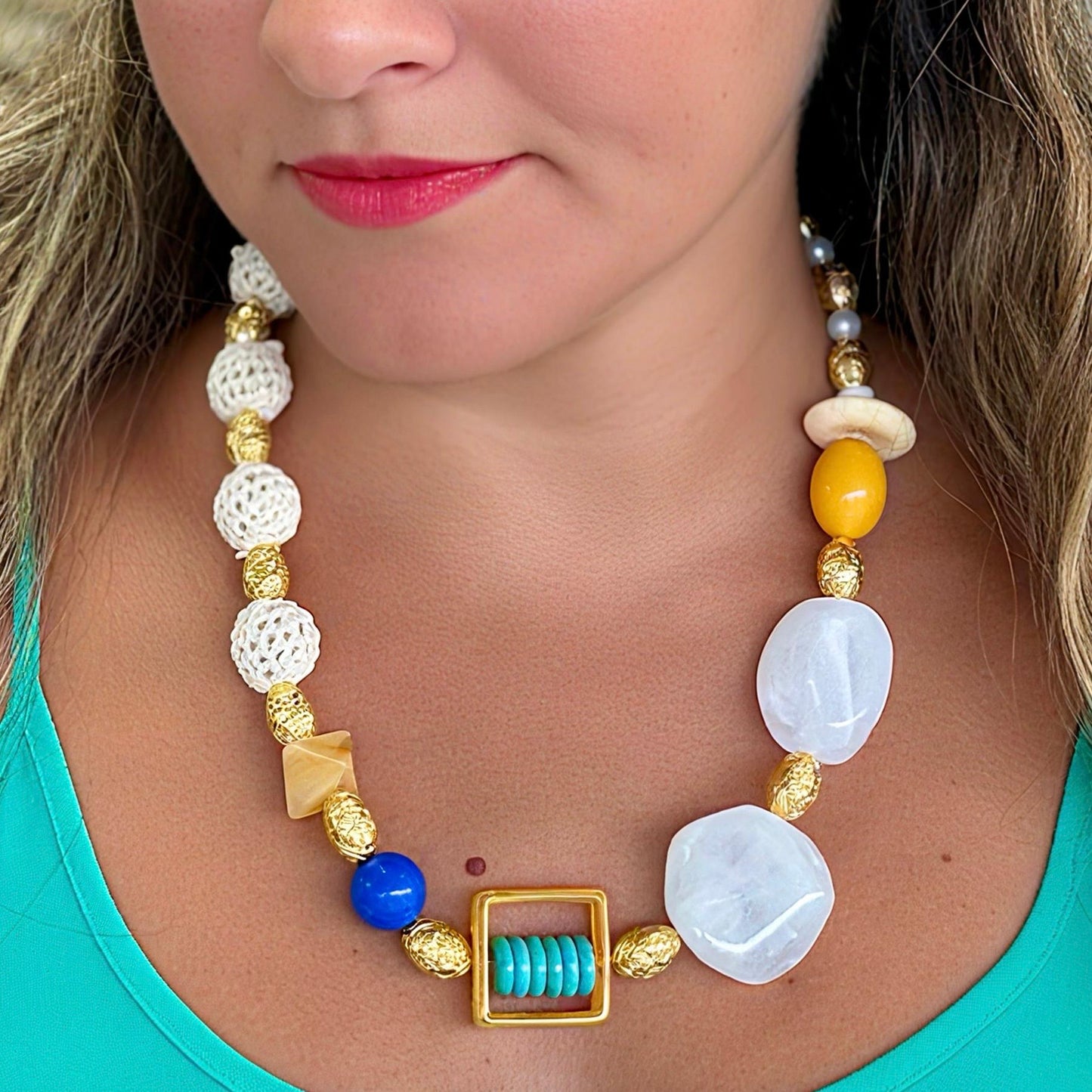 Shapes Yellow and Blue Necklace