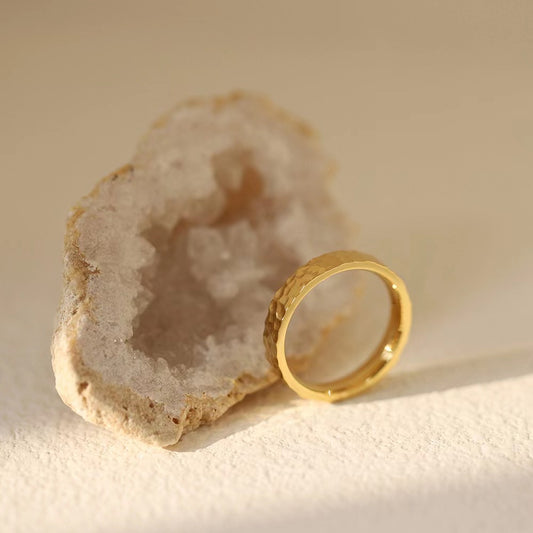 Plain Hammered Gold Ring
