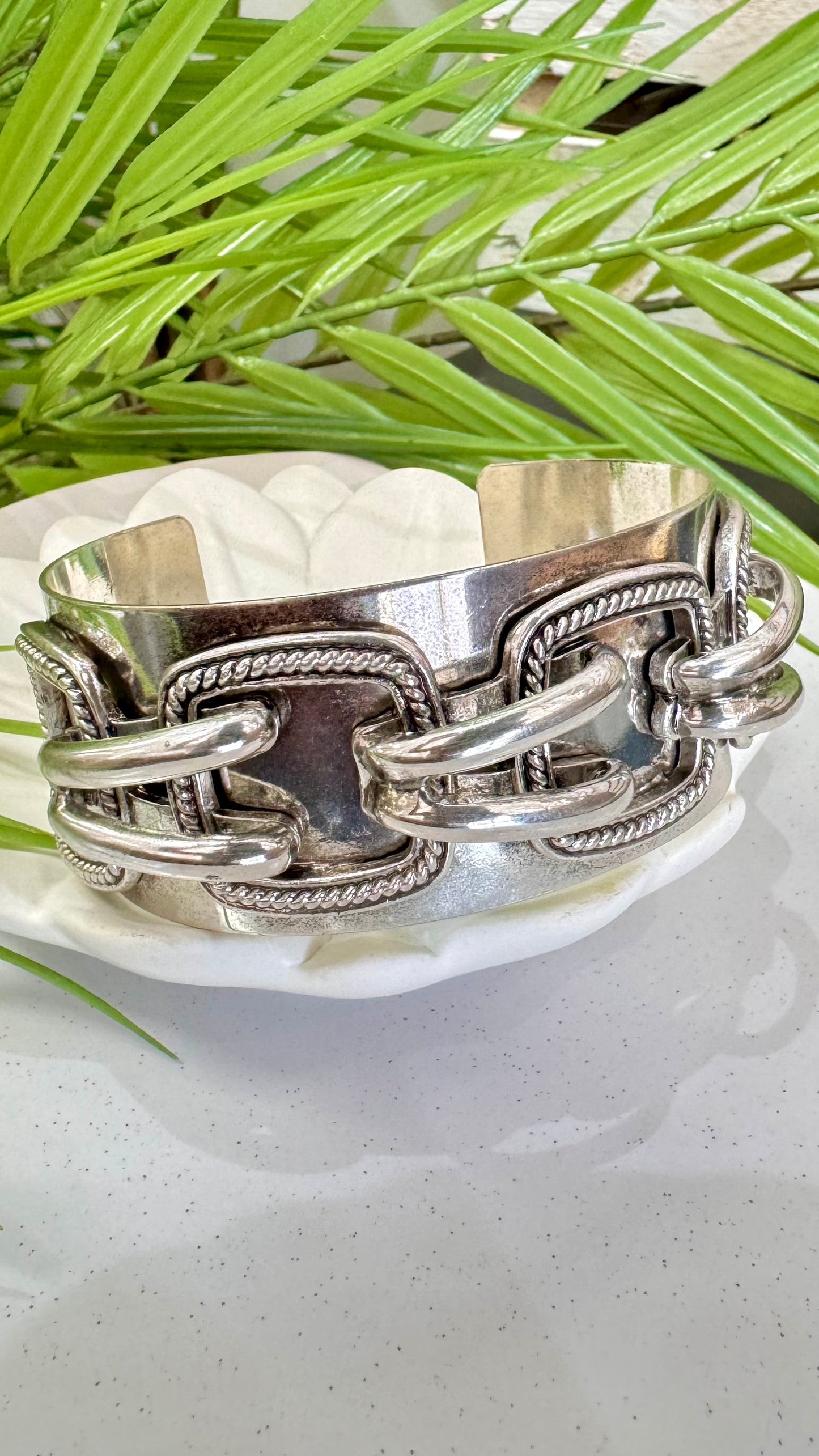 Cuff Chain Silver Bracelet