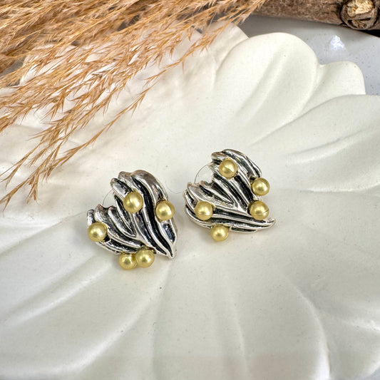 Silver Heart With Gold Globe Earring