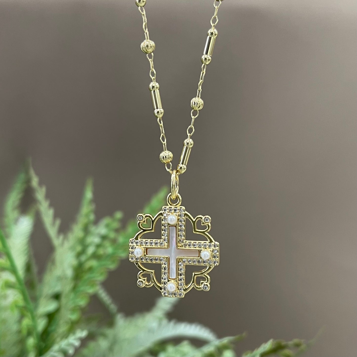 Cross With Pearl Gold Necklace