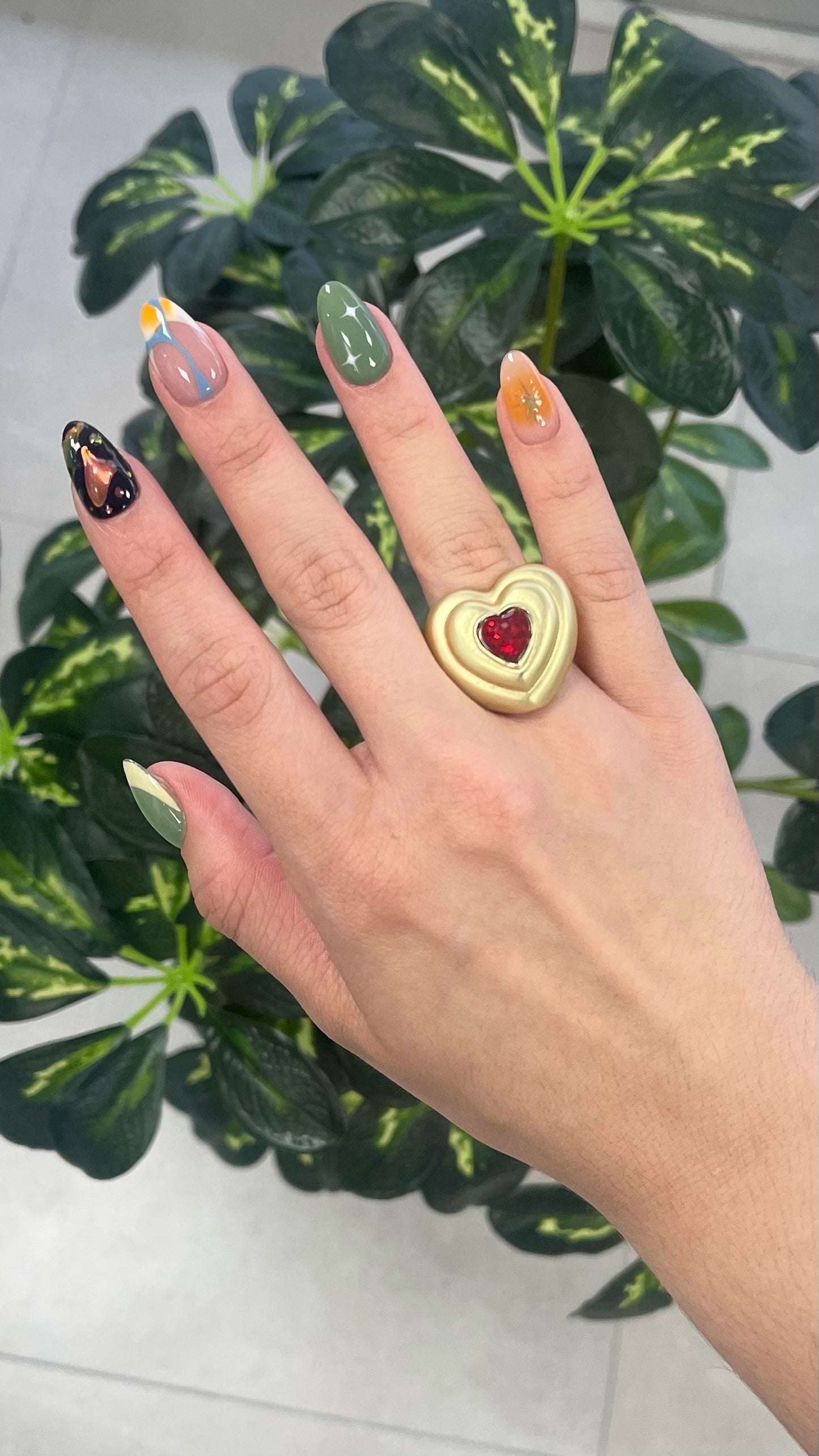 Ruby Heart Gold Ring