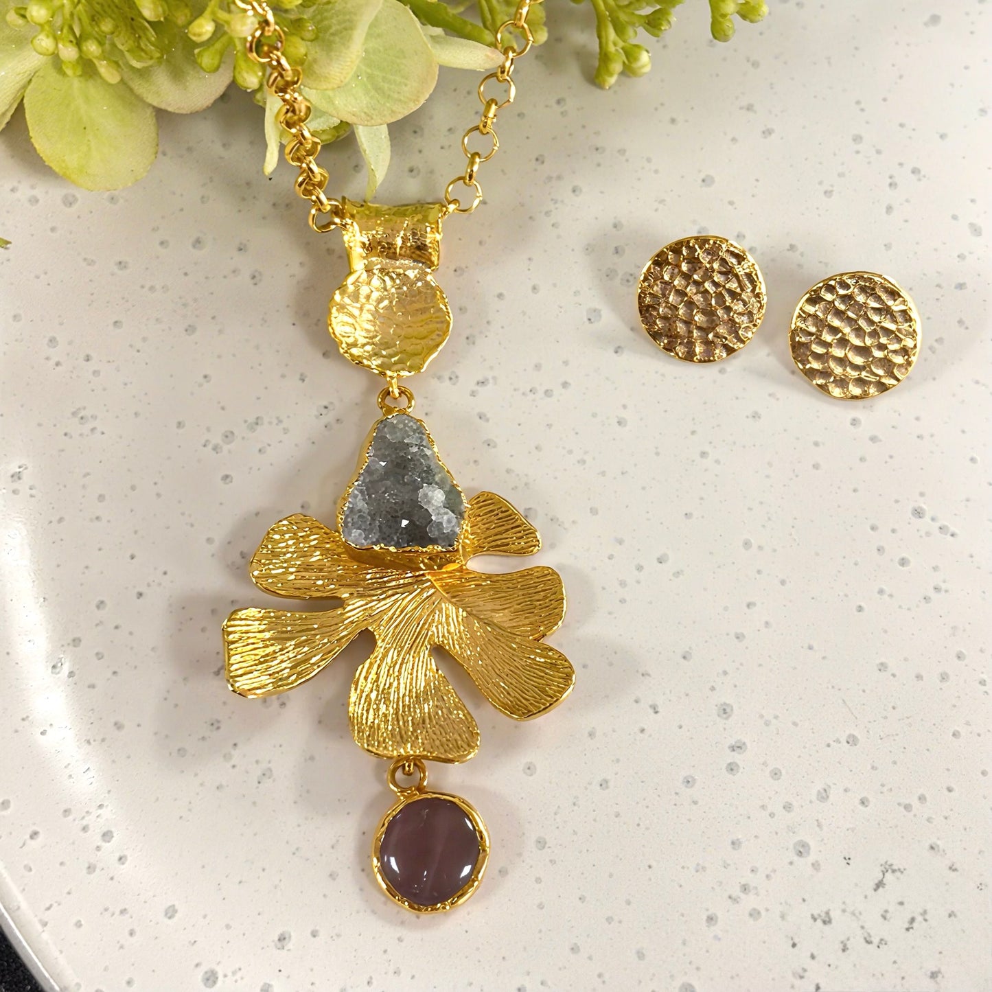 Raw Amethyst Necklace Set