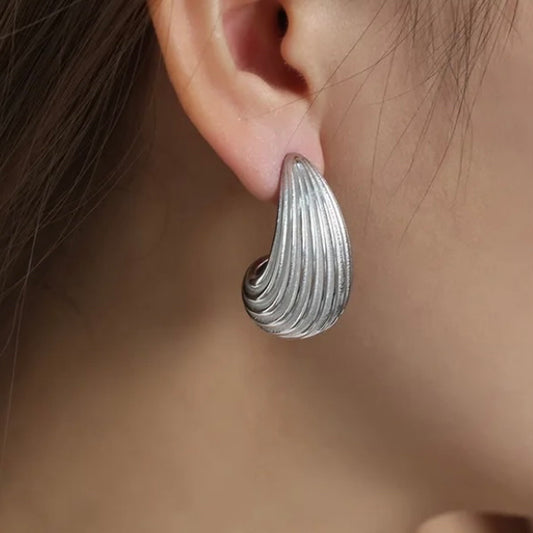 Stripe Drop Silver Earring