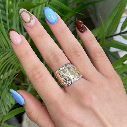 Gold Ring With Points Quartz Silver