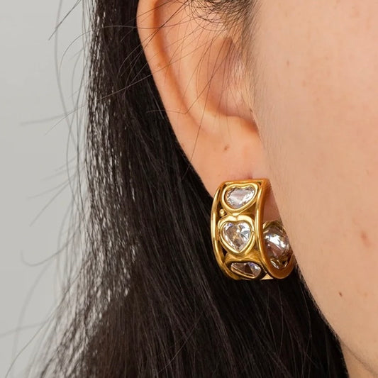 Heart Clear Quartz Earring