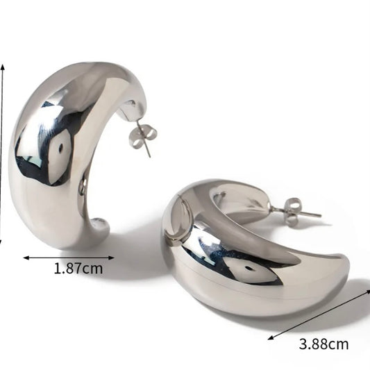 Mid Half Moon Silver Earrings