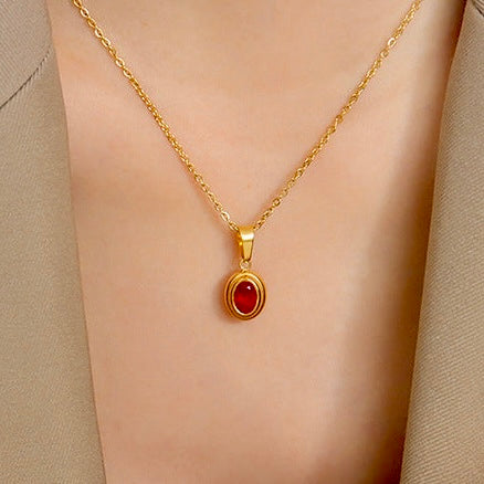 Dainty Red Gold Necklace