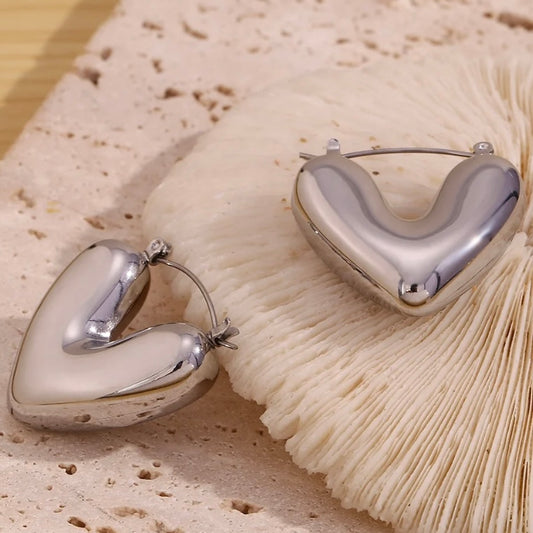 Bold V Silver Earring