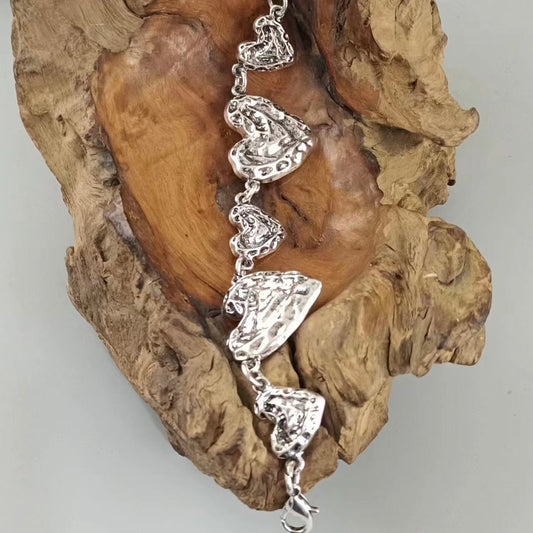 Texture Multi Heart Silver Bracelet
