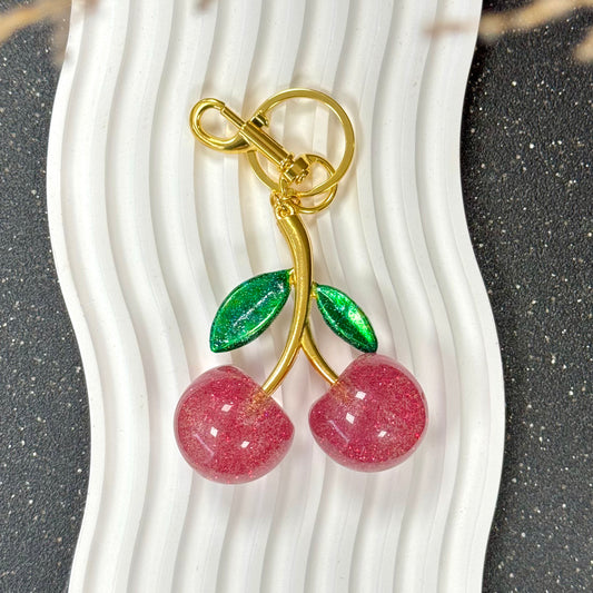 Pink Cherry Keychain