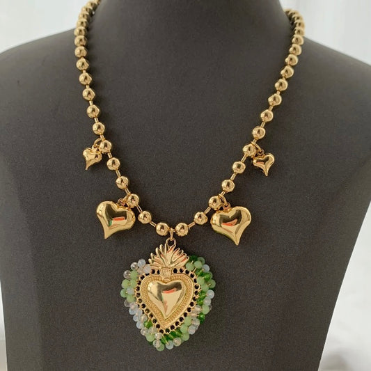 Green Tone Heart Necklace