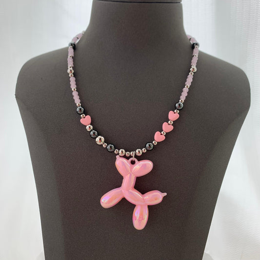 Pink Bubble Dog Necklace