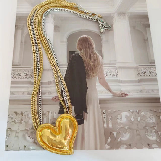 Two Tone With Gold Heart Necklace