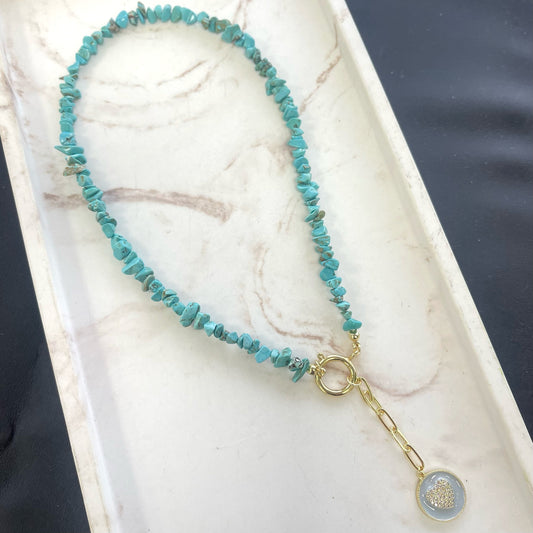 Turquoise With Heart Pendant Necklace