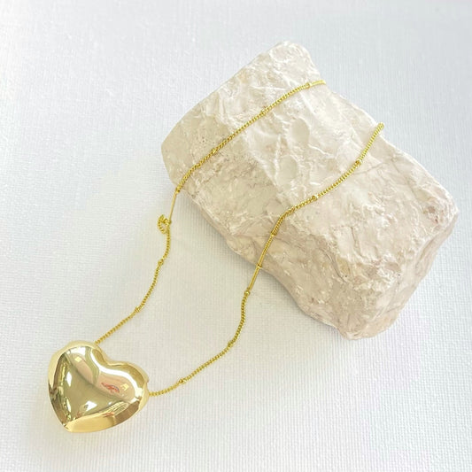 Gold Necklace With Bubble Heart