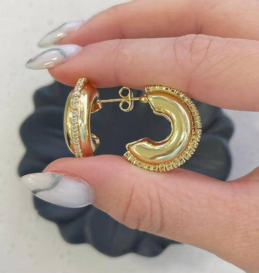 Small Earrings With Line Quartz Gold