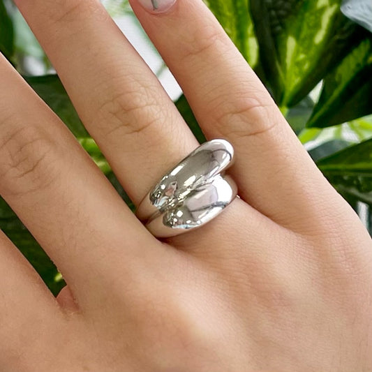 Two Drops Square Silver Ring